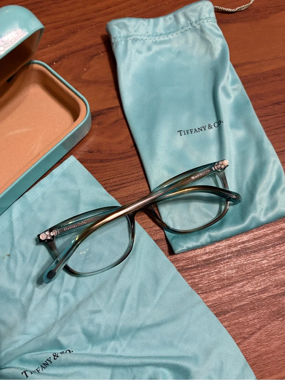 Tiffany & Co. Signature Tiffany Blue Eyeglass Case with Cloth & Pouch